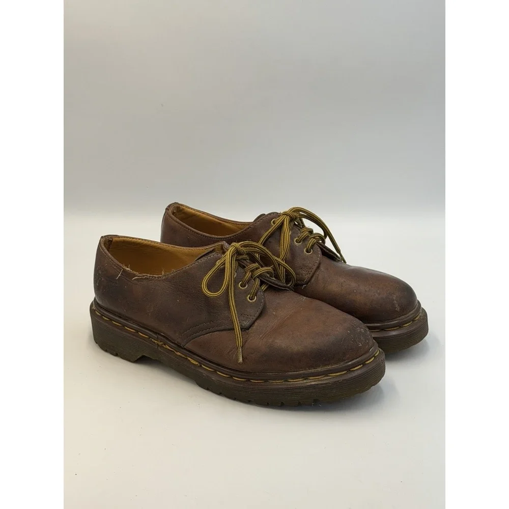 Vintage Dr Martens Made England 4 Eye Oxford Shoes Brown Leather UK 5